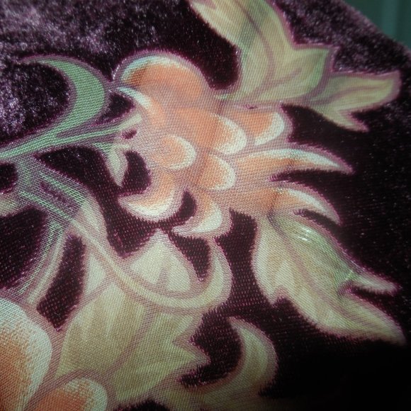 Velvet Kimono Large Jacket Cardigan Floral Shrug Large - Picture 6 of 7